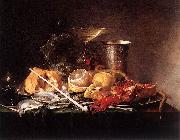 Jan Davidsz. de Heem Still-Life, Breakfast with Champaign Glass and Pipe oil painting reproduction
